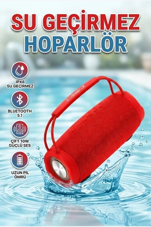 IPX6 Suya Dayanıklı Bluetooth 5.1 Hoparlör 20W Stereo Ses Çift 52 mm Sürücü