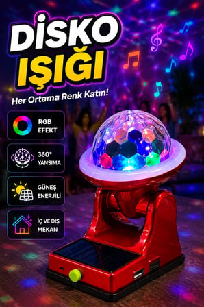 360° RGB LED Güneş Enerjili Disco Projektör Lamba Ayarlanabilir Başlıklı