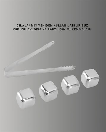 304 Paslanmaz Çelik Metal Buz Küpü ve Klips Seti
