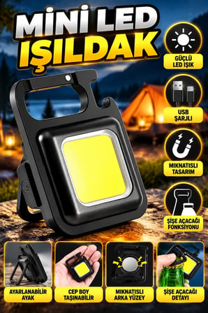 USB Şarjlı Taşınabilir Mini LED Işıldak Cep El Feneri Çok Fonksiyonlu
