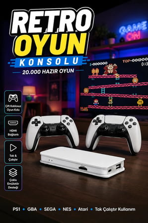 M15 Retro Oyun Konsolu 20.000 Yüklü Klasik Oyun Destekli Emülatör Cihazı