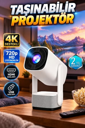 720p HD Ev Tipi Projeksiyon Cihazı 1280 x 720 Çözünürlük HDMI USB Bağlantılı
