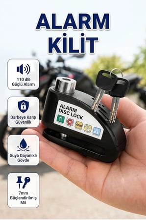 Alarm Disk Kilidi 110 dB Sesli Motosiklet Scooter Bisiklet Güvenlik Kilidi