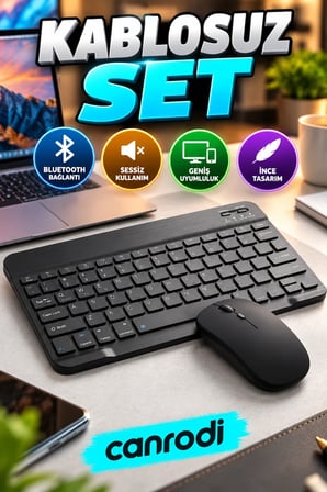 Kablosuz Bluetooth Klavye Mouse Seti – İnce Tasarım, Sessiz Kullanım, Çoklu Uyum