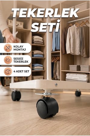 4 cm Döner Kilitsiz Tekerlek Ayak Seti Zemin Koruyucu Mobilya Aparatı