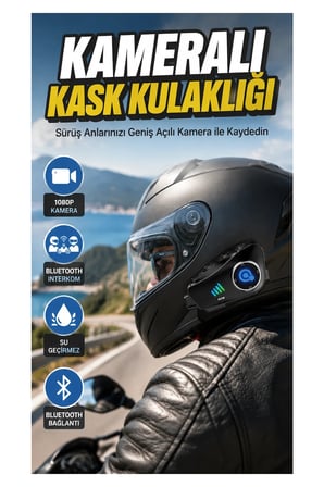 Q28 Bluetooth Kask Kulaklığı – 1080P Kamera | IP65 Motosiklet Interkom