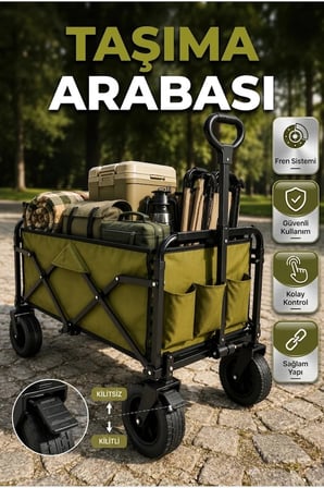 9 CM Kalın Tekerlekli Katlanabilir Çok Amaçlı Yük Taşıma Arabası