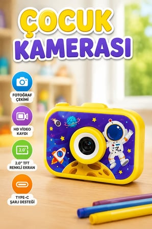 Mini Çocuk Dijital Fotoğraf Makinesi Type-C Şarjlı HD Video Kamera 2.0 İnç TFT Ekran