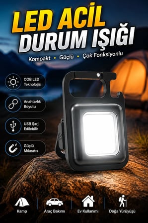 Mıknatıslı USB Şarjlı 800 Lümen LED Acil Durum Feneri