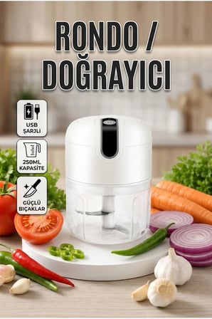 250 ML USB Şarjlı Rondo Doğrayıcı – Taşınabilir Mini Blender