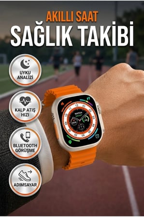 Gümüş Kasa Akıllı Saat Bluetooth Çağrı Özellikli Uyku ve Nabız Takipli