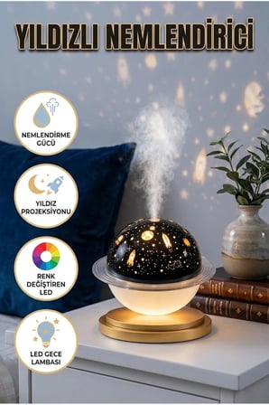 Yıldız Görünümlü LED Işıklı Hava Nemlendirici Oda Kokusu Gece Lambası