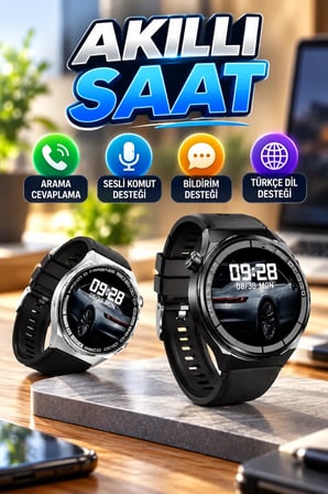 Bluetooth Bağlantılı Yeni Nesil Akıllı Saat Türkçe Dil Desteği Değiştirilebilir Kordon Telefon Görüşmesi