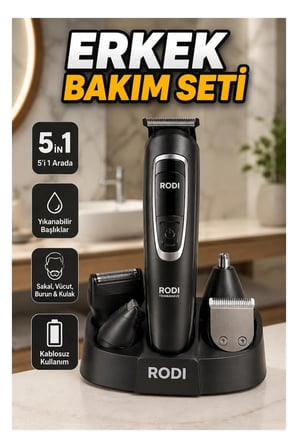 5'i 1 Arada Çok Başlıklı Erkek Tıraş ve Bakım Seti 0-10 mm
