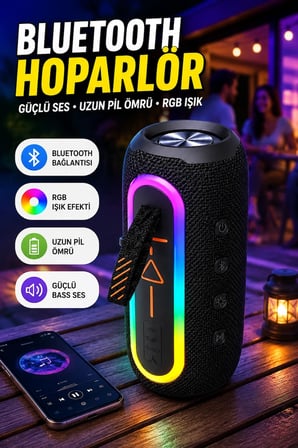 Renkli Bluetooth Hoparlör USB Şarjlı Taşınabilir Kablosuz Müzik Hoparlörü Android iOS Uyumlu