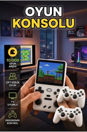 HDMI Kablosuz Oyun Konsolu 10.000 Oyun Dahili Bataryalı Taşınabilir Eğlence Sistemi