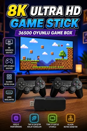 8K Ultra HD Game Box 36500 Oyunlu Game Stick Retro Oyun Konsolu