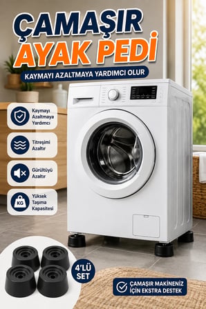 4’lü Kauçuk Çamaşır Makinesi Ayak Pedi – Kaymayı Azaltmaya Yardımcı