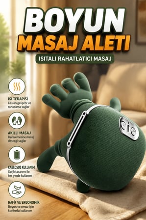 Isıtmalı Kablosuz Boyun ve Omuz Masaj Aleti 3 Modlu Rahatlatıcı
