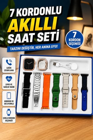 Unisex Akıllı Saat Çoklu Kordon Seçenekli Çelik ve Plastik Kordonlu Yeni Nesil Akıllı Saat