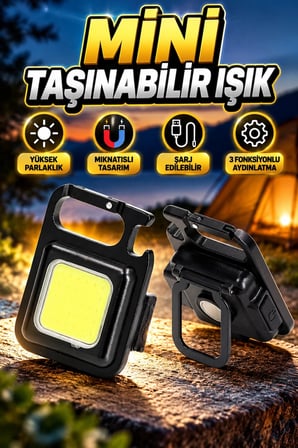 Mıknatıslı Parlak COB LED Mini Taşınabilir Fener 3 Fonksiyonlu Şarj Edilebilir