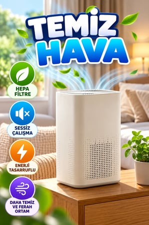 HEPA Filtreli Sessiz Hava Temizleme Cihazı – Kompakt ve Enerji Tasarruflu