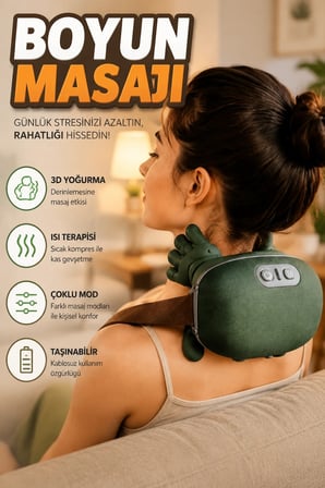 Akıllı Boyun Masaj Cihazı 3D Yoğurma Teknolojili Çok Modlu Taşınabilir Masaj Aleti