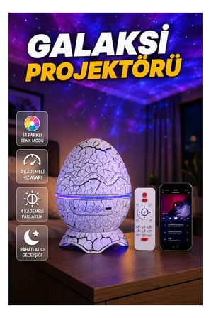 Dinozor Yumurta Galaksi Projektörü – 14 Renk, 4 Kademeli Parlaklık ve Hız