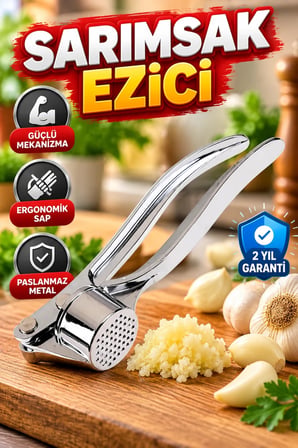 Metal Sarımsak Ezici – Ergonomik Saplı Güçlendirilmiş Mekanizma