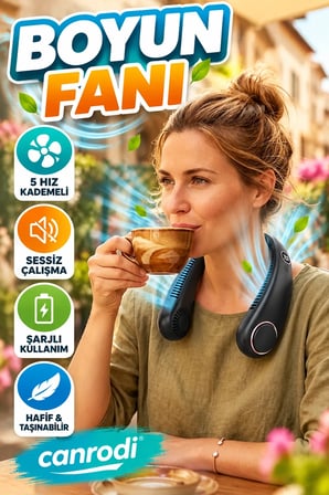 Boyun Askılı Şarjlı Fan – 5 Hız Kademeli Sessiz Taşınabilir Vantilatör