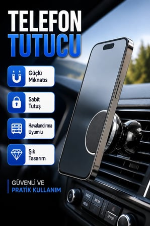 Havalandırma Izgarası Uyumlu Mıknatıslı Araç İçi Telefon Tutucu