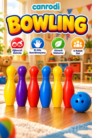 Çocuklar İçin 6 Kukalı Renkli Bowling Oyunu – Toplu Aktivite Seti