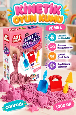 03693 AKSESUARLI PEMBE KİNETİK OYUN KUMU 1000 GR