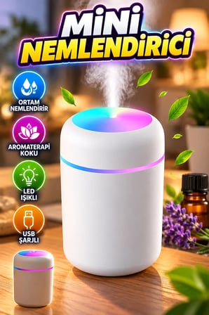 Humidifier LED Işıklı Mini Ortam Kokusu Aromaterapi Buhardanlık USB Taşınabilir Nemlendirici