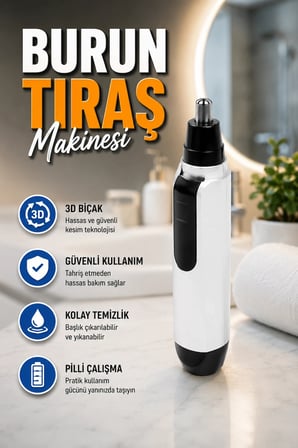 3D Hassas Bıçaklı Kulak Burun ve Kaş Tıraş Makinesi Kompakt Bakım Cihazı