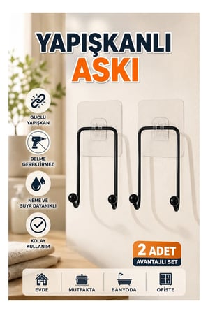 Yapışkanlı Çok Amaçlı Askı 2 Adet Ev Mutfak Banyo Düzenleyici