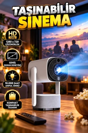 HD 720p 1280 x 720 Projeksiyon Cihazı – Geniş Ekran, 10.000 Saat Ampul Ömrü, Kompakt Tasarım