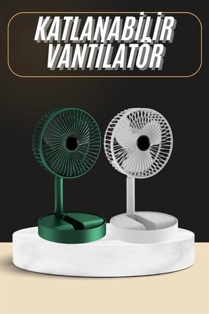USB Şarjlı Katlanabilir Mini Masaüstü Fan – Telefon Tutuculu Taşınabilir Soğutucu