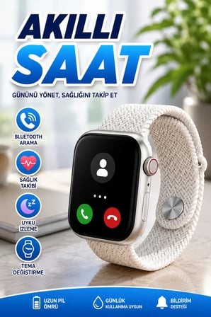Akıllı Saat Bluetooth Bağlantılı Uyku ve Sağlık Takip Özellikli Tema Değiştirme