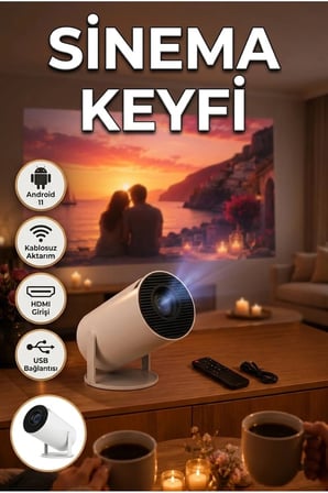 Android 11 Akıllı Sinema Projektörü 1036x600P HD Lazer Görüntü Kablosuz Projeksiyon Cihazı