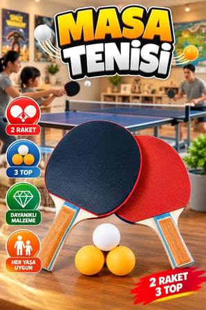 Masa Tenisi Oyun Seti – 2 Raket ve 3 Top ile Başlangıç ve Eğlence