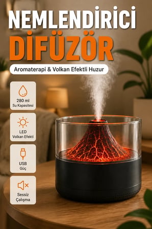 Ultrasonik Aromaterapi Hava Nemlendirici – 30 dB Altı Sessiz Çalışma