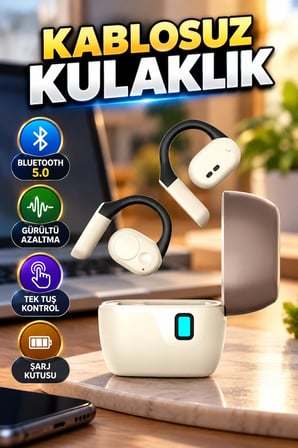 Bluetooth 5.0 Kablosuz Kulaklık – Gürültü Azaltma, Tek Tuş Kontrol ve Şarj Kutusu