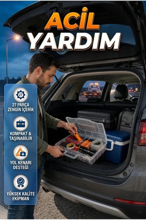 27 Parça Araç Acil Durum ve Yardım Seti – Kompakt Oto Ekipman Çantası