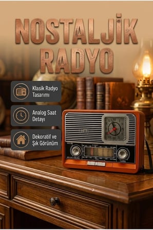Nostaljik Vintage Radyo – Kompakt ve Dekoratif Tasarım