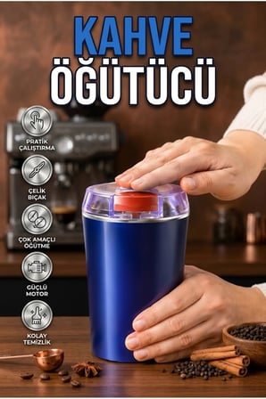 Taşınabilir Paslanmaz Çelik Kahve ve Baharat Öğütücü Kolay Temizlenebilir Elektrikli Öğütücü