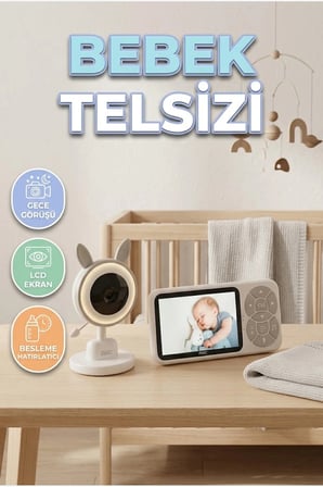 Bebek Telsizi LCD Ekranlı Gece Görüşlü Besleme Hatırlatıcılı İzleme Sistemi
