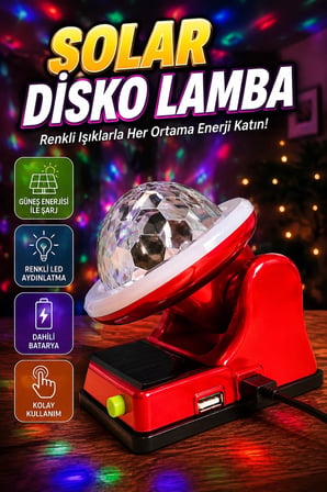 Güneş Enerjili RGB LED Disco Lamba 360° Işık Efektli Dekoratif Aydınlatma