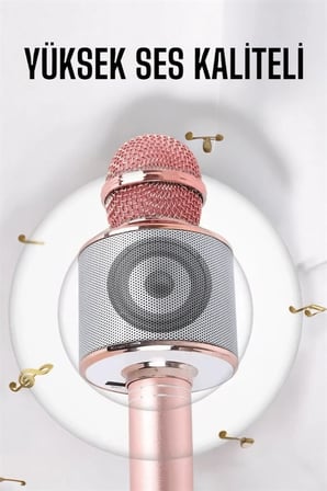 Taşınabilir Bluetooth Karaoke Mikrofon Hafıza Kartlı Kablosuz Hoparlör