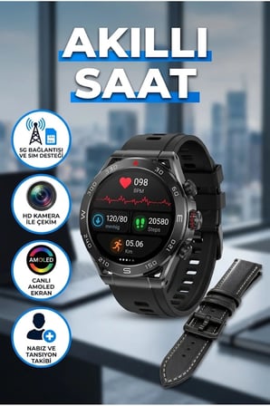 5G Android Akıllı Saat – AMOLED Ekran, Nano SIM Kart ve Döner HD Kamera
